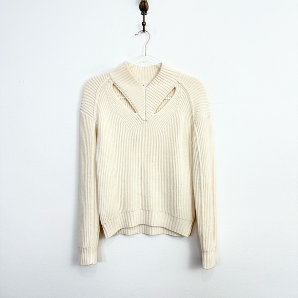 Proenza Schouler White Label Cut-Out Rib Wool Sweater Ivory XS - Picture 2 of 6